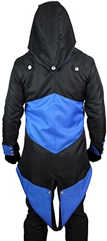 Ms25 Mens Cosplay Custume Oblique Zipper Hoodie Jacket (M, black&blue)