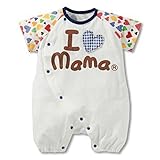 【SEBLES】ベビー服 カバーオール 新生児 3ヶ月 6ヶ月 12ヶ月 半袖 半ズボン 前開き プリント ママ パパ ラウンドネック 春 夏 コットン(タイプB,85cm)