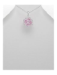 Flower CZ Pendant Necklace In 92.5 Sterling Silver
