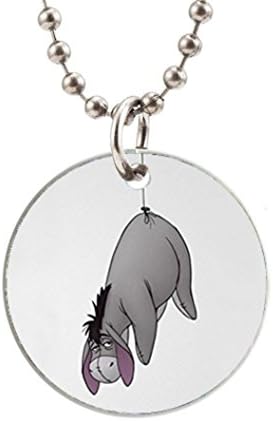 Eeyore, Winnie The Pooh and friends Pattern Designed Round Dog Tag Cat Tag necklace pendants Chain Photo (One Side)