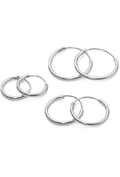 Three Pairs Sterling Silver Small Endless Hoop Earrings for Cartilage, Nose or Lips, 10mm 12mm 14mm