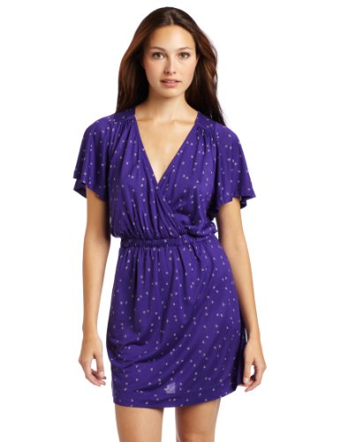 French Connection Women's Fanfare Jersey V-Neck Dress, Purple, 12