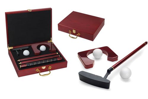 Ace Executive Travel Putter Set In Cherry Wood Case (Natural Wood)
