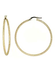 14k Yellow Gold Italian Fancy Laser Cut 50 mm Hoop Earrings