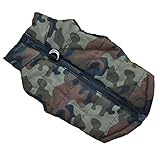 Sunward Fashion Winter Warm Leopard Skull Camouflage Puppy Pet Dog Clothes Harness Vest Jacket Coat Pets Clothing (Green camouflage, S)