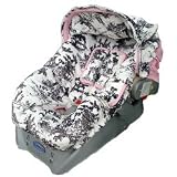 Minky Paradise Toile Pink Infant Car Seat Cover