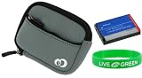 2n1 Neoprene Sleeve (Cool Grey) Case and NB-4L 900mAh Li-Ion Battery for Canon PowerShot SD940IS Digital Camera Black