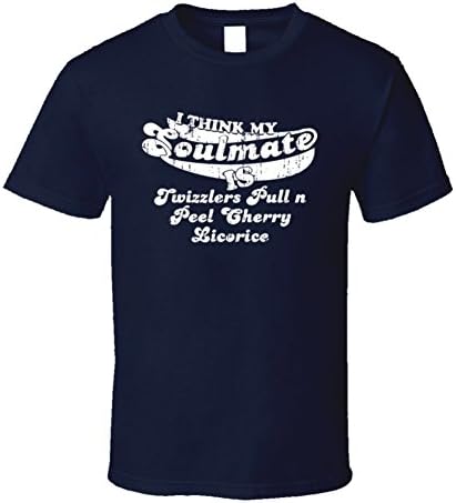 Soulmate Twizzlers Pull n Peel Cherry Licorice Gift Worn Look T Shirt XL Navy