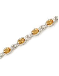 10K White Gold Oval Citrine and Diamond Bracelet by Jewelry Mountain