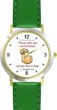 Habit 1 - Those Committed #1 (English Text) - DELUXE TWO-TONE WATCH from THE 7 HABITS - WATCH COLLECTION BY WATCHBUDDY&reg; - Arabic Numbers - Green Leather Strap-Size-Women's Size-Small