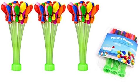 Platoyer Outdoor Water Balloons 3Pcs 111 Balloons Included-Easy for Kids to Use Hose Attachment Filler Pre Tied