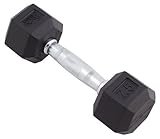 Body Sport Rubber Encased Hex Dumbbell, 7.5-Pound