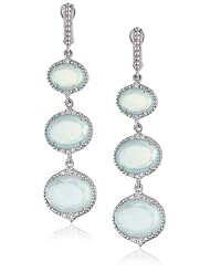 Judith Ripka "Arabesque" 3 Stone Blue and Green Drop Earrings