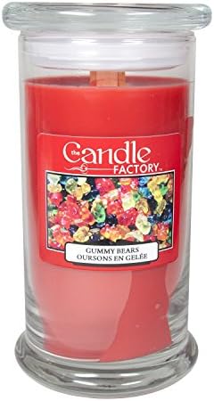The Candle Factory Large 15-ounce Jar Woodwick Crackling Candle, Gummy Bears
