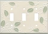 Review All Fired Up!  / VINE WHITE Decorative Light Switchplates, Outlet Covers, Rocker, GFCI Switch plates 3 Toggle