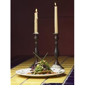 Romantic Gourmet Meal Beside Candles Stretched Canvas Poster Print, 18x24