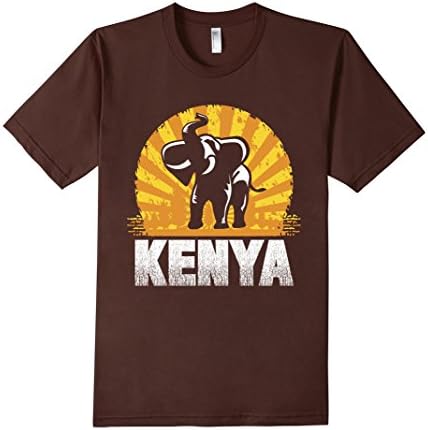 Men's African Elephant In Kenya Distressed Graphic T-Shirt Medium Brown