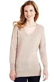 Pure Cashmere V-Neck Longline Jumper