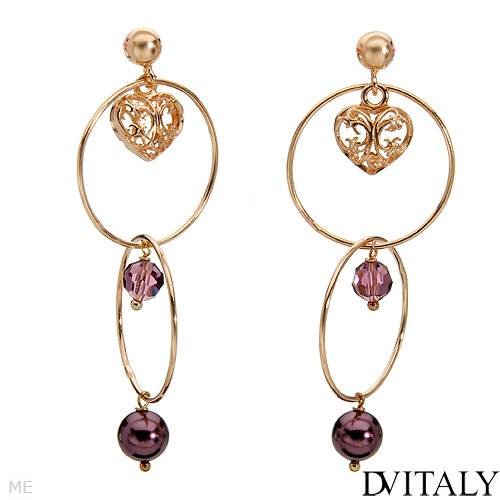 Genuine Dv Italy (TM) Earring. Dv Italy Crystal Gold Plated Silver Heart Earrings with Crystal & Faux Pearl. 8.0 Grams in Weight and 0 mm in Length. 100% Satisfaction Guaranteed.
