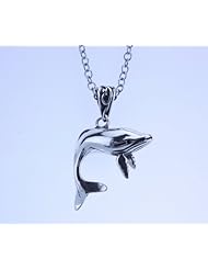 Whale Necklace Sterling Silver on 18 Inch Stainless Steel Link Chain