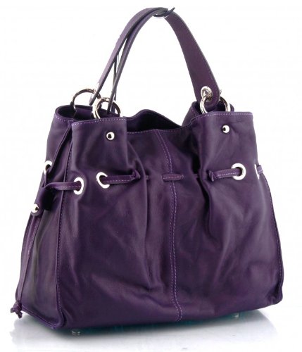 Lila Leder Henkeltasche & Umh&auml;ngetasche