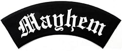 Mayhem Top Rocker Embroidered Patch Large Iron-On Motorcycle Biker Emblem