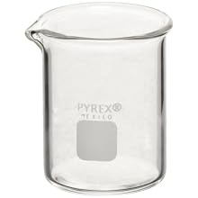 Corning Pyrex borosilicate glass, Griffin-style, heavy duty low-form beaker with double-scale graduations