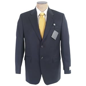 Ralph Lauren Mens Single Breasted 2 Button Solid Navy Blue Wool Suit - Size 42S
