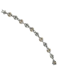 Sterling Silver with 14k Yellow Gold 7.25in Link Bracelet