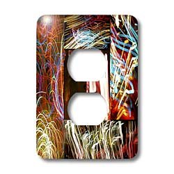 Jos Fauxtographee Abstract - Light painting made into a frame beveled with a square in the center - Light Switch Covers - 2 plug outlet cover