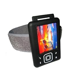 BLACK Jogging Armband & Skin Case Cover for Creative Zen & Zen MX 4gb 8gb 16gb & 32gb + Screen Protector & Belt Clip