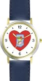 41aPVp z80L. SL160  Red Heart   Red Heart Shaped Flower and Hand    Love & Friendship   WATCHBUDDY® DELUXE TWO TONE THEME WATCH   Arabic Numbers   Blue Leather Strap Womens Size Small