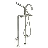 37-1/2 Freestanding Tub Faucet & Supplies w/ Shutoff Valves - Lever Handles - Brushed Nickel