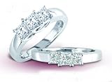 14K Platinum Princess Cut Diamond Three-Stone Ring - GH SI - 0.50 Ct. to 2.00 Ct.