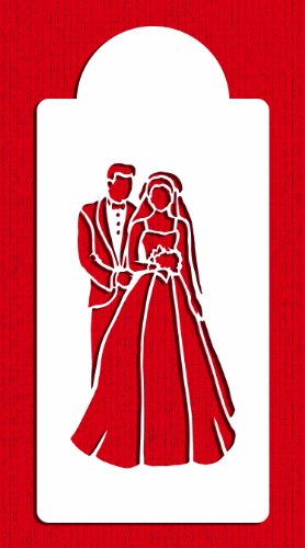 Designer Stencils C291 Bride and Groom Cake Stencil, Beige/semi-transparent 5 X 3