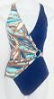 Marsol Missy 1PC Surplice Wrap Swimsuit Navy/Tan Print Sizes 30(6) - 36(12)