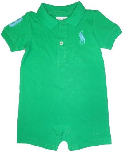Ralph Lauren Polo Infant's Short Sleeve Big Pony Romper Green, 3 Months