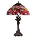 Tiffany table lamp 2 lights bronze finish colorful glass shade