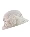NYfashion101 Side Flip Cloche Bucket Hat w/Woven Flower & Ribbon Accent, White