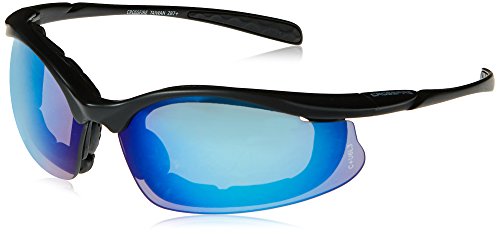 Crossfire Safety Glasses Concept Blue Mirror Lens Matte Black Frame Foam Lined