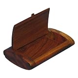 Carved Burl Wood Desktop Business Card Holder