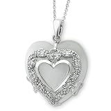 Sterling Silver with Synthetic White Cat's Eye and CZ 18 Inch Necklace