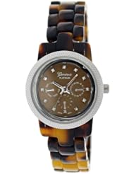 Geneva Platinum Womens 9249.Tortoise.Silver Brown Ceramic Quartz Watch with Brown Dial