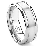 Cobalt XF Chrome 8MM Double Grooves Wedding Band Ring