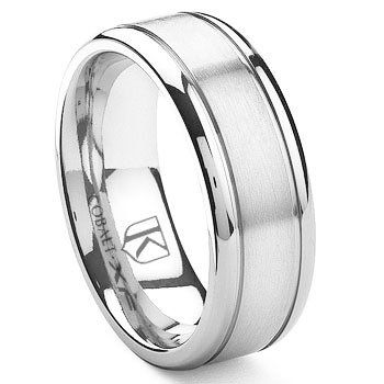 Cobalt XF Chrome 8MM Double Grooves Wedding Band Ring Sz 6.5 SN#737