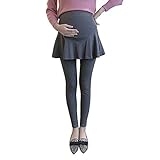 Spinas(スピナス) マタニティ フレア スカート付き ストレッチ レギンス 裏起毛 あり ナシ 選べます マタニティレギンス マタニティパンツ あったか 妊婦 産前 防寒 保温 ブラック グレー