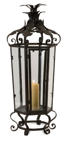 27 Black Iron Leaf Candle Holder