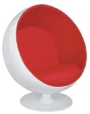 Alphaville Design SA-MARS-W-R Mars Ball Chair, White Shell - Red Fabric
