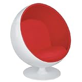 Alphaville Design SA-MARS-W-R Mars Ball Chair, White Shell - Red Fabric by Alphaville Design