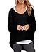 EXLURA Oversized Loose Blouse Long Batwing Sleeve Tee Shirt
